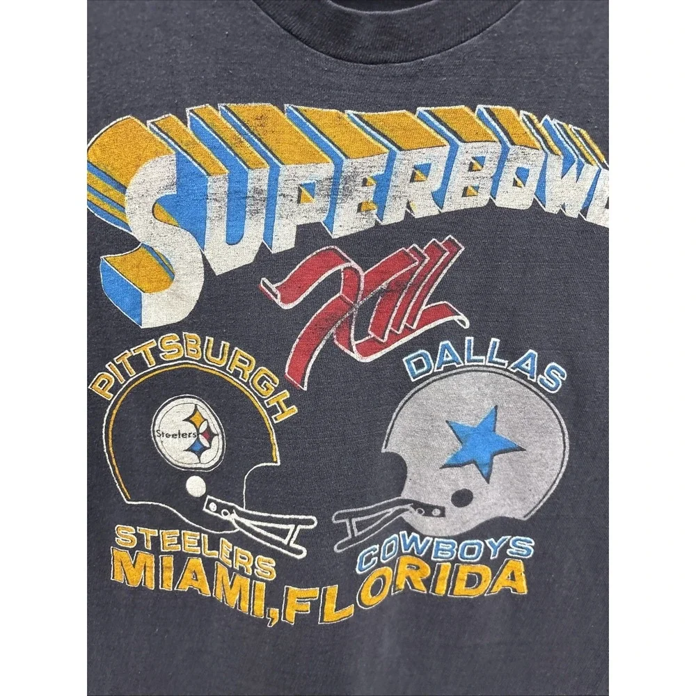 1979 Superbowl XIII Pittsburg STEELERS VS Dallas COWBOYS T-shirt Hanes Medium